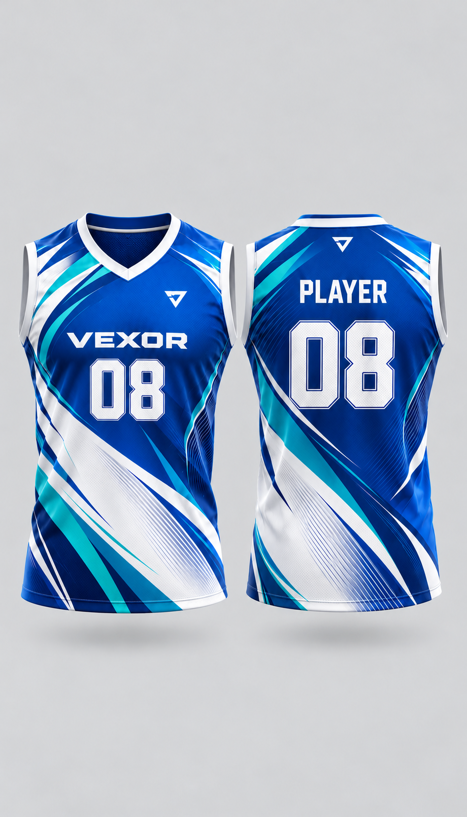 Mens Sleeveless Volleyball Jersey  Blue Teal